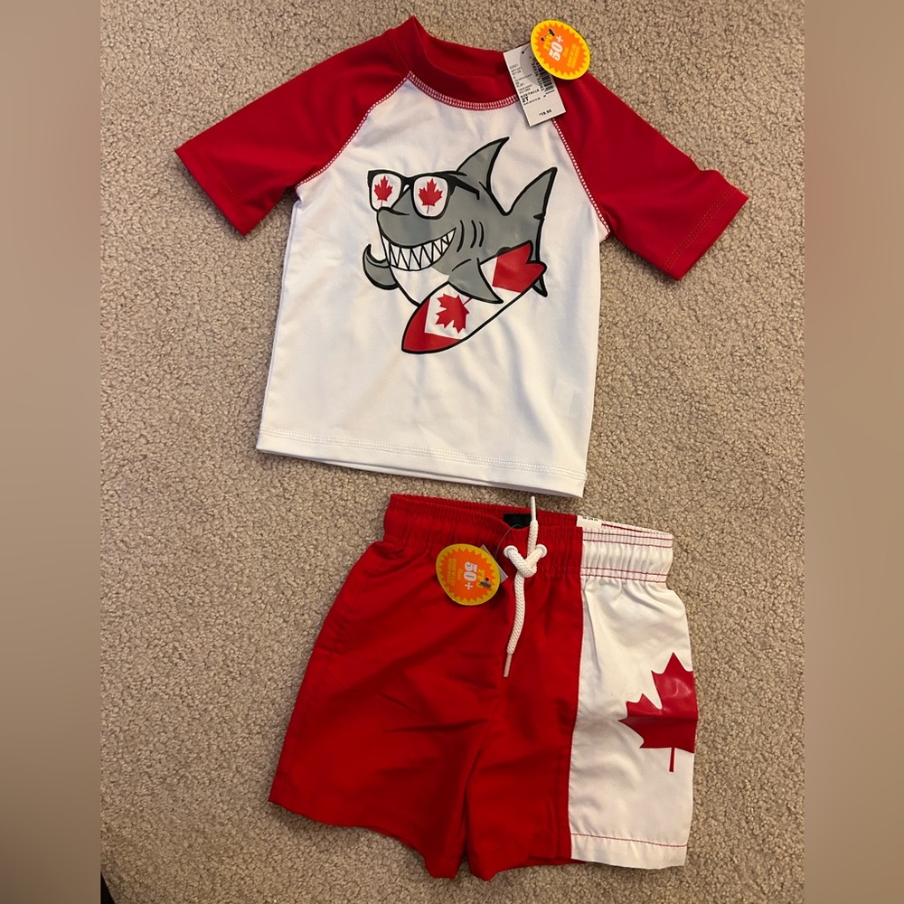 BNWT Swim Top and Bottom Canada Prints